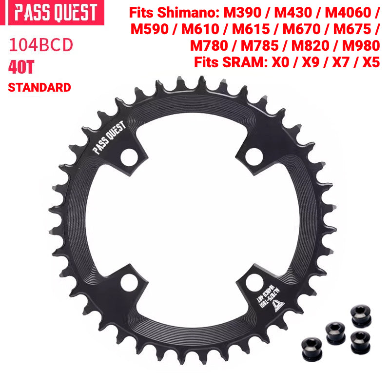 PASS QUEST 104BCD Narrow-Wide Chainring | Shimano XT M780 M610 1x MTB Chainring