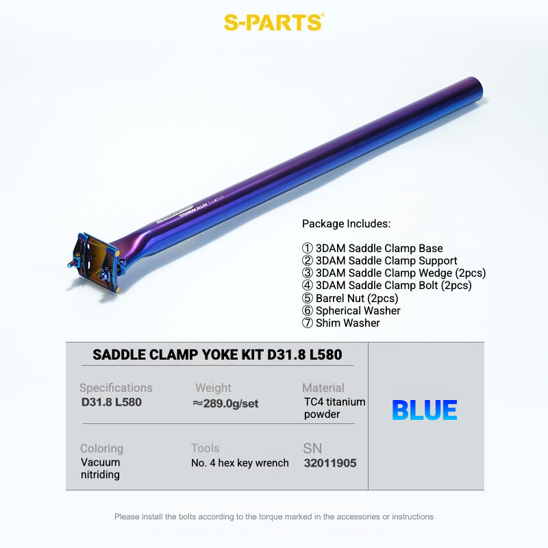 S-PARTS 3DAM Titanium Saddle Clamp Yoke Kit – Lightweight 3D Printed Titanium Upgrade