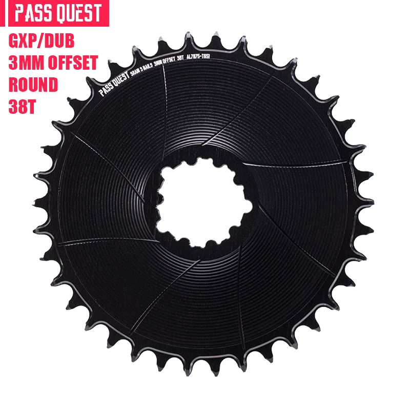 PASS QUEST 3-Bolt Direct Mount MTB Chainring for SRAM | 3mm Offset Narrow Wide 28T–38T