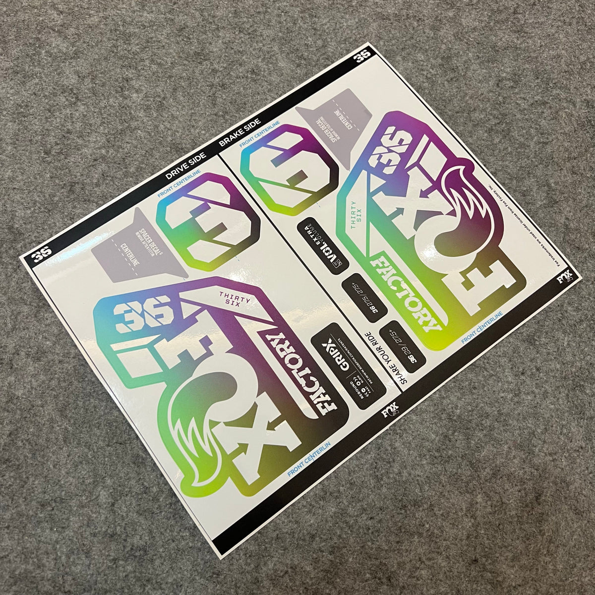 Kit de décalcomanies personnalisé pour fourche FOX 36 FACTORY 2025 | Autocollants VTT imperméables et résistants aux rayures | GRIP X