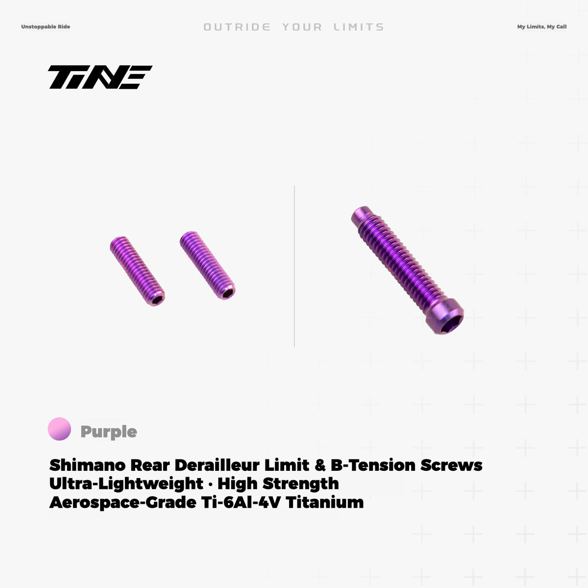 TiNE 티타늄 Shimano 뒷변속기 리미트 & B-텐션 스크류 | 초경량 TC4 Ti 업그레이드