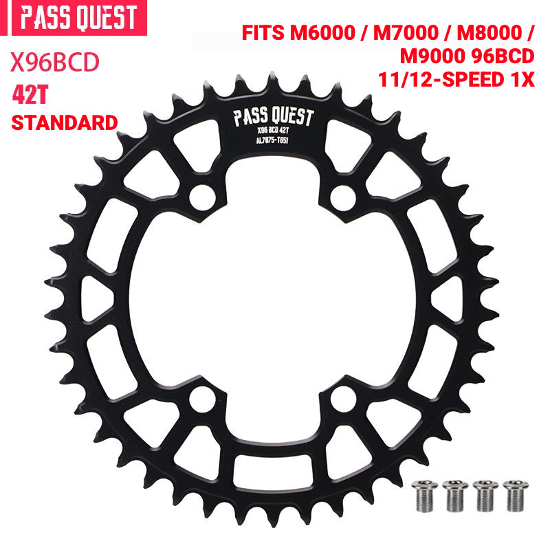 PASS QUEST X96BCD Narrow-Wide Chainring for Shimano M6000 / M7000 / M8000 / M9000 / M5100 | 30T–48T