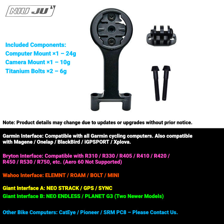 NIUJU Aluminum Computer Mount for Ritchey C220 Stem | Garmin Wahoo Bike Mount