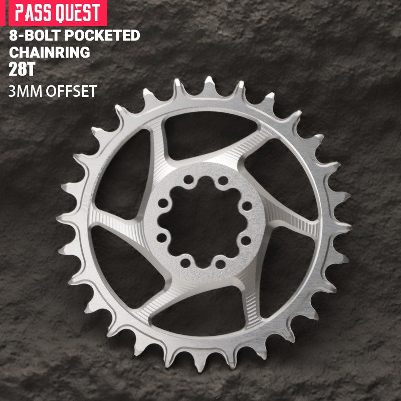 PASS QUEST 8-Bolt Direct Mount Chainring for SRAM Force / RED | 3mm Offset 28T–48T