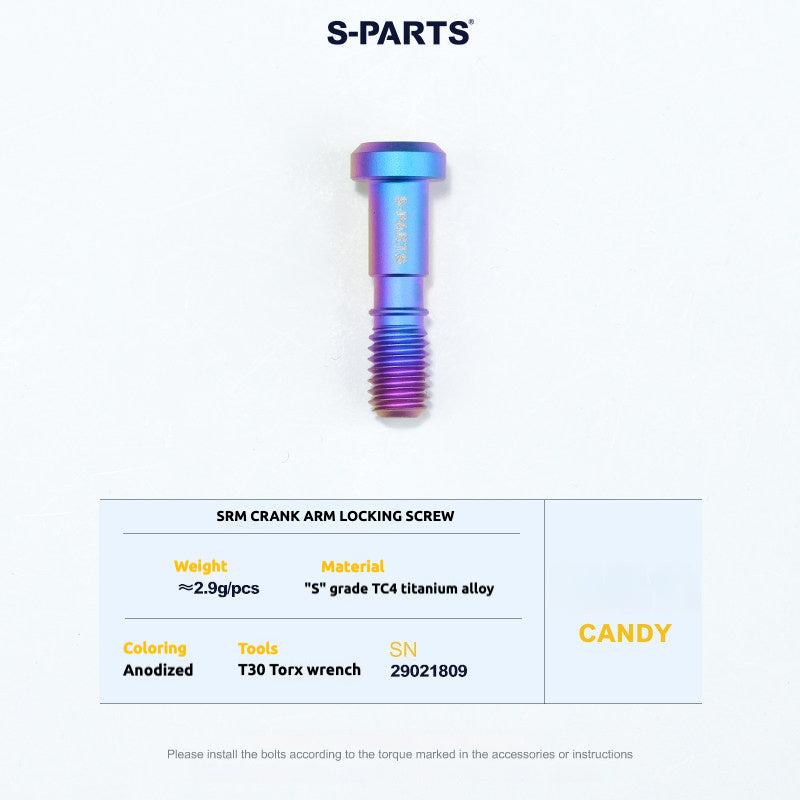 Tornillos de titanio S-PARTS para adaptarse a las cubiertas de cigüeñal de titanio SRM PM9 para los lados de transmisión y no transmisión.