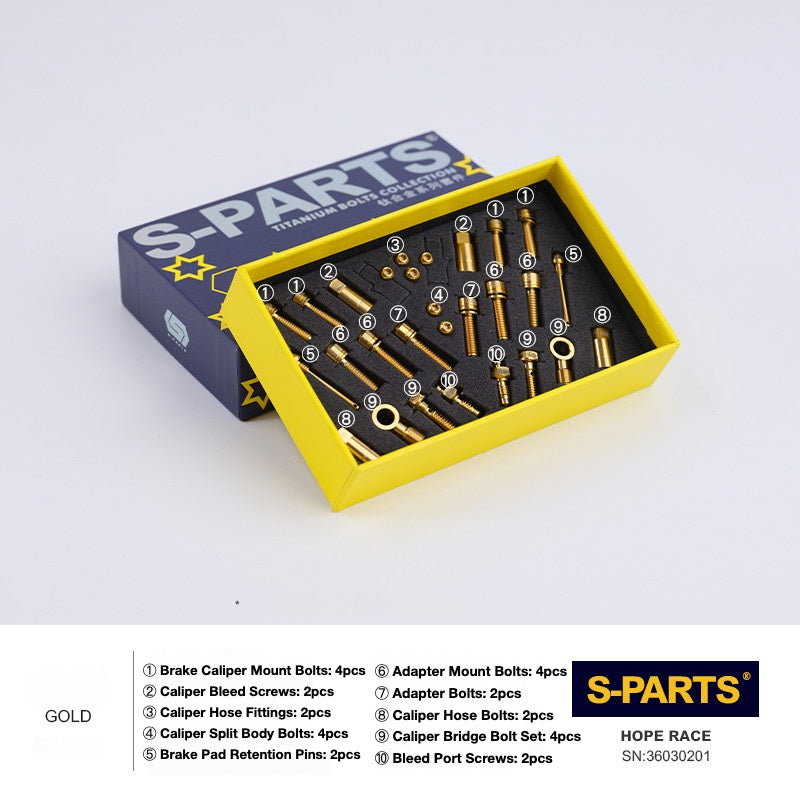 S-PARTS Titanium Brake Bolt Kit for HOPE V4 / TECH / RACE / TRAIL / ZONE | Ultra-Light MTB Brake Hardware