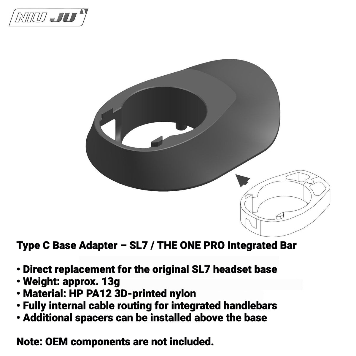 Specialized Tarmac SL7 Headset Spacer Adapter | Compatible with Roval Rapide, DEDA, EXS, Vision, THM Integrated Handlebars