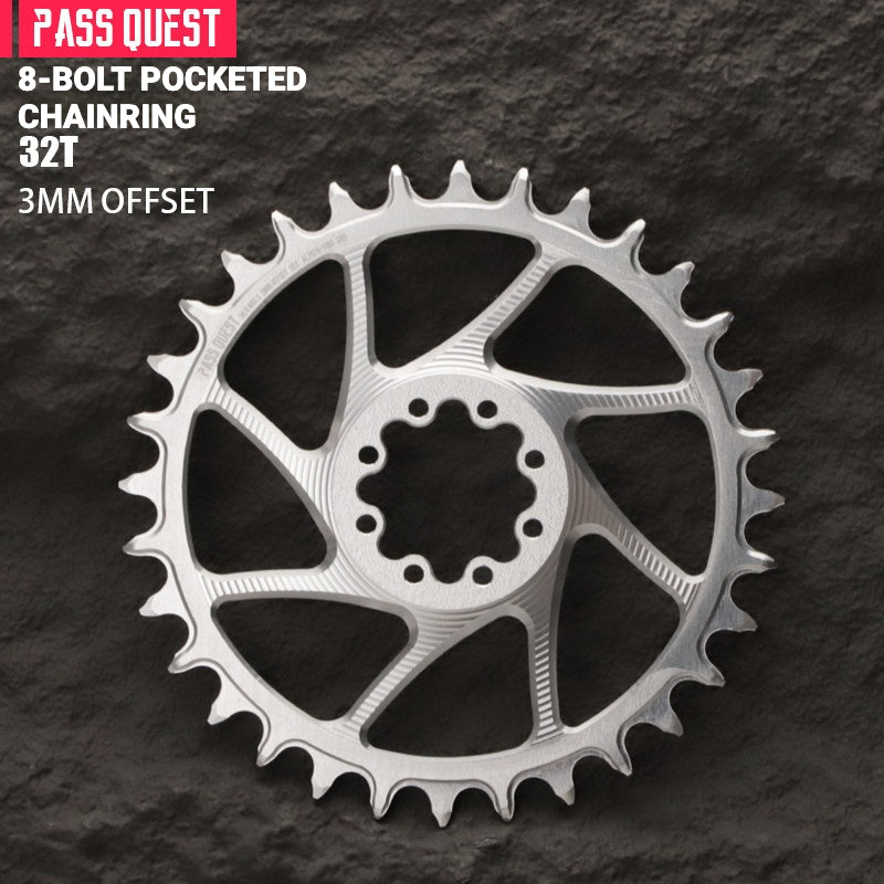 PASS QUEST 8-Bolt Direct Mount Chainring for SRAM Force / RED | 3mm Offset 28T–48T