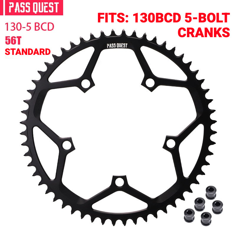 PASS QUEST 130BCD 5-Bolt Narrow-Wide Chainring | Road & Folding Bike 1x 40T–58T