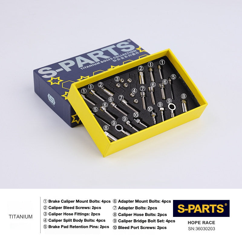 S-PARTS Titanium Brake Bolt Kit for HOPE V4 / TECH / RACE / TRAIL / ZONE | Ultra-Light MTB Brake Hardware