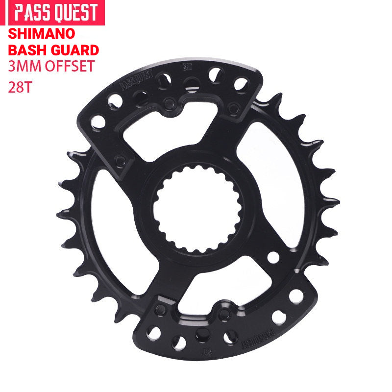 PASS QUEST SRAM DUB / GXP 3-Bolt Narrow-Wide Chainring with Bash Guard | 3mm Offset 30T–34T