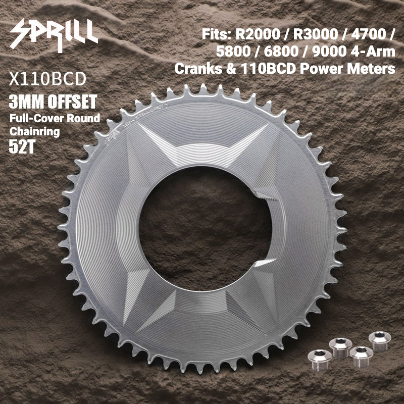 SPRILL X110 3-S 110BCD 4-Bolt Hidden-Bolt Narrow-Wide Chainring | 3mm Offset 46T–58T