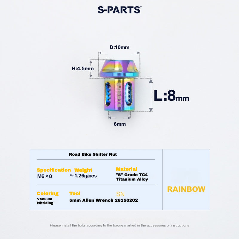 S-PARTS Титановый болт и гайка для зажима для дорожных переключателей – совместимы с Shimano / SRAM