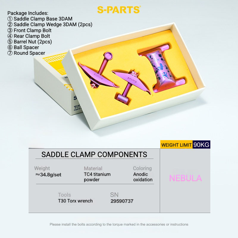 S-PARTS Titanium Saddle Clamp Yoke Kit for Cannondale SystemSix Gen 5 | 3D Printed Lightweight Seatpost Upgrade