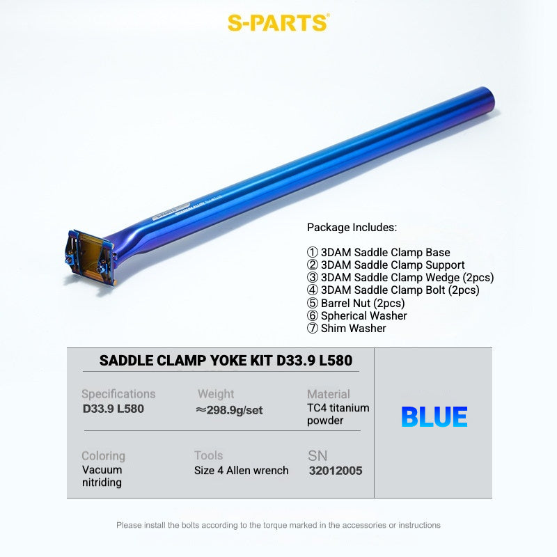 S-PARTS 3DAM Titanium Saddle Clamp Yoke Kit – Lightweight 3D Printed Titanium Upgrade