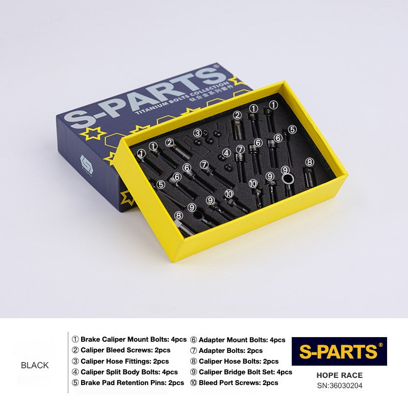 S-PARTS Titanium Brake Bolt Kit for HOPE V4 / TECH / RACE / TRAIL / ZONE | Ultra-Light MTB Brake Hardware