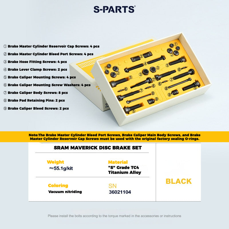 S-PARTS Titanium Bolt Upgrade Kit for SRAM MAVEN Brakes | CNC Precision | Lightweight | Full Color Options