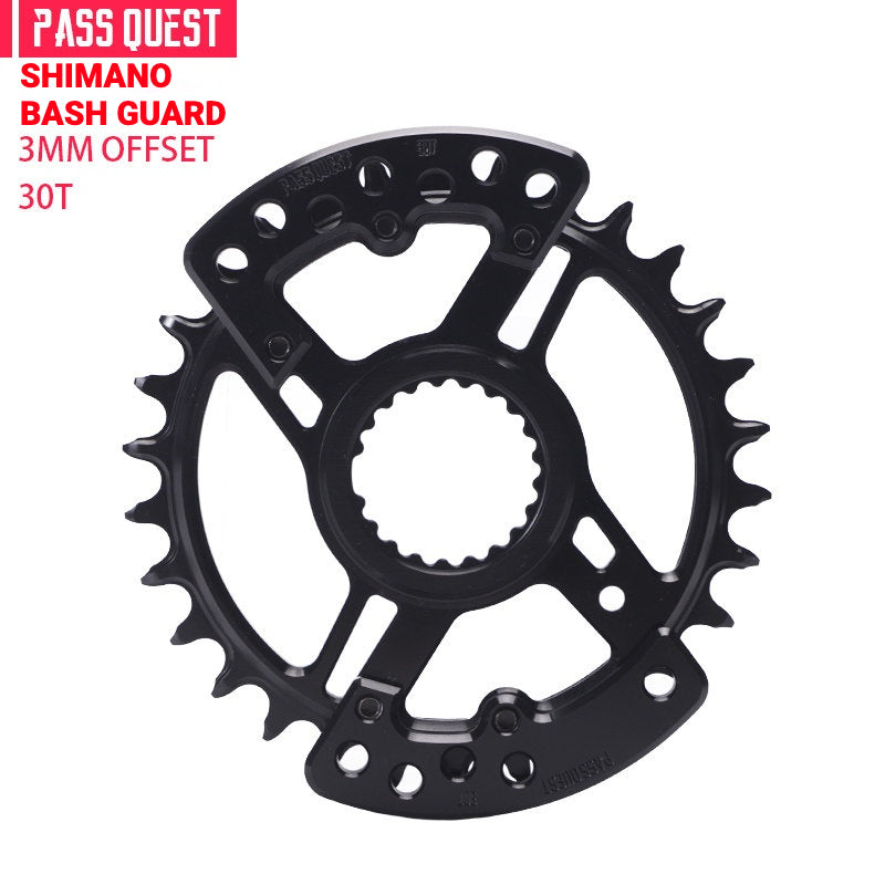 PASS QUEST SRAM DUB / GXP 3-Bolt Narrow-Wide Chainring with Bash Guard | 3mm Offset 30T–34T