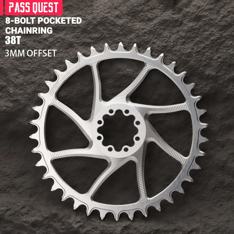 PASS QUEST 8-Bolt Direct Mount Chainring for SRAM Force / RED | 3mm Offset 28T–48T