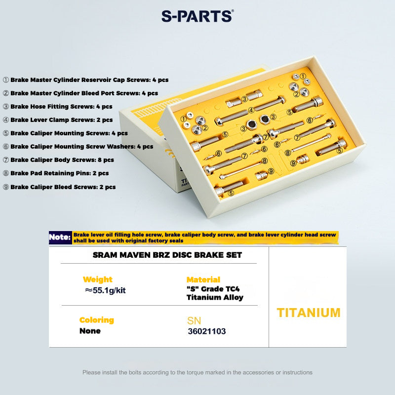 S-PARTS Titanium Bolt Upgrade Kit for SRAM MAVEN Brakes | CNC Precision | Lightweight | Full Color Options