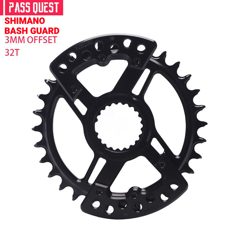 PASS QUEST SRAM DUB / GXP 3-Bolt Narrow-Wide Chainring with Bash Guard | 3mm Offset 30T–34T