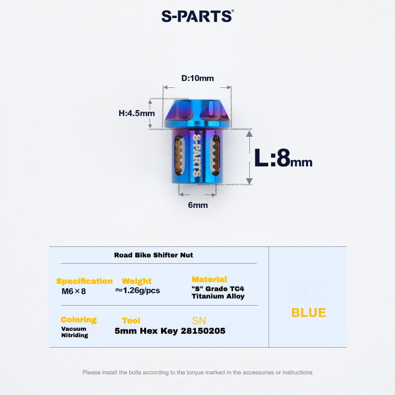 S-PARTS Титановый болт и гайка для зажима для дорожных переключателей – совместимы с Shimano / SRAM