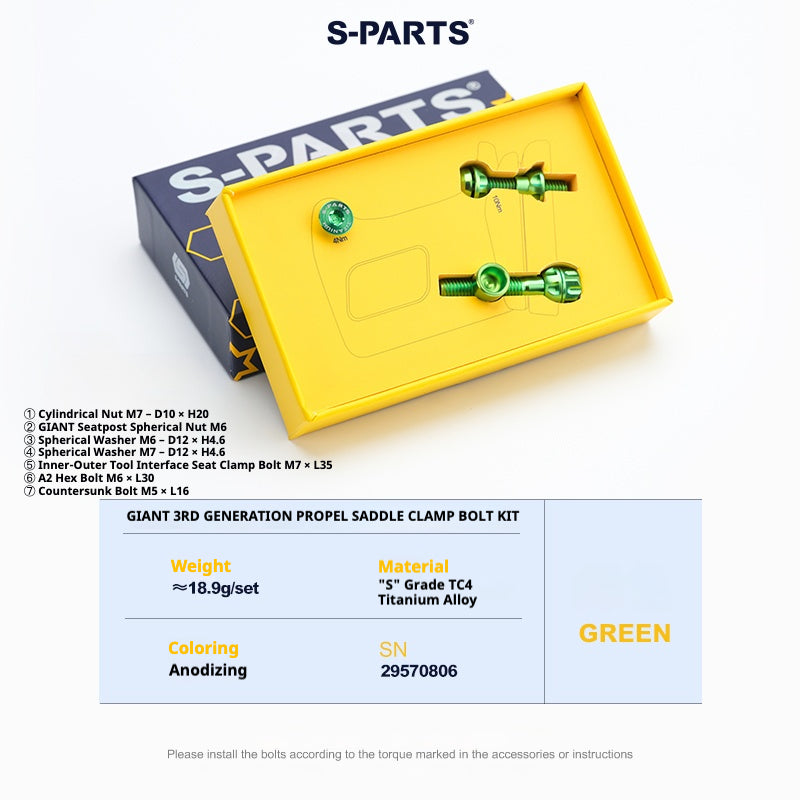 S-PARTS 티타늄 시트포스트 클램프 볼트 키트 for GIANT TCR / PROPEL / DEFY