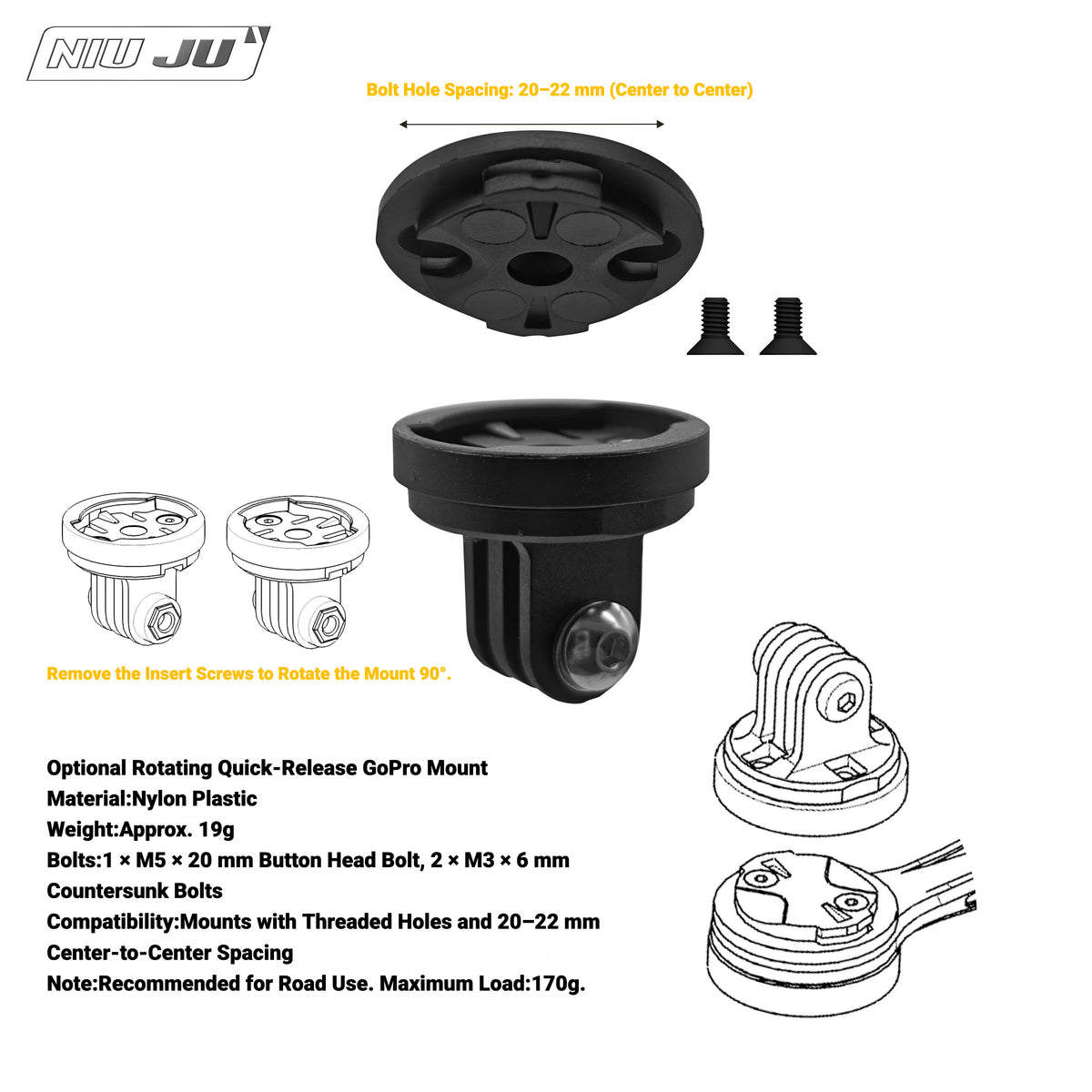 NIUJU Adjustable Angle Computer Mount for Integrated Handlebars | THE ONE JAVA CANYON MOST