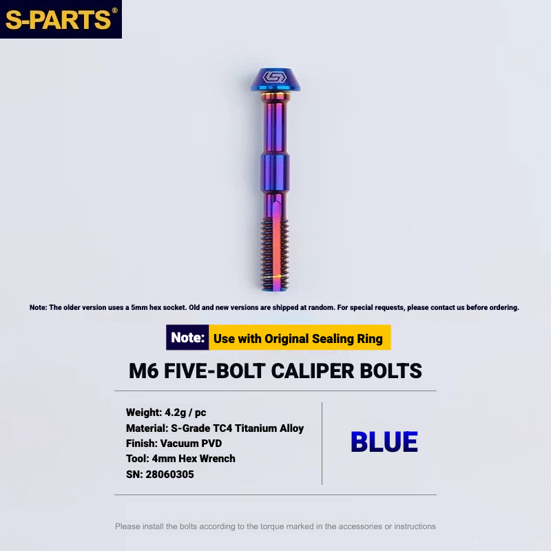 S-PARTS TC4 Titanium Disc Brake Caliper Bolts for Shimano SLX M7100 / XT M8100 M8120 / XTR M9120