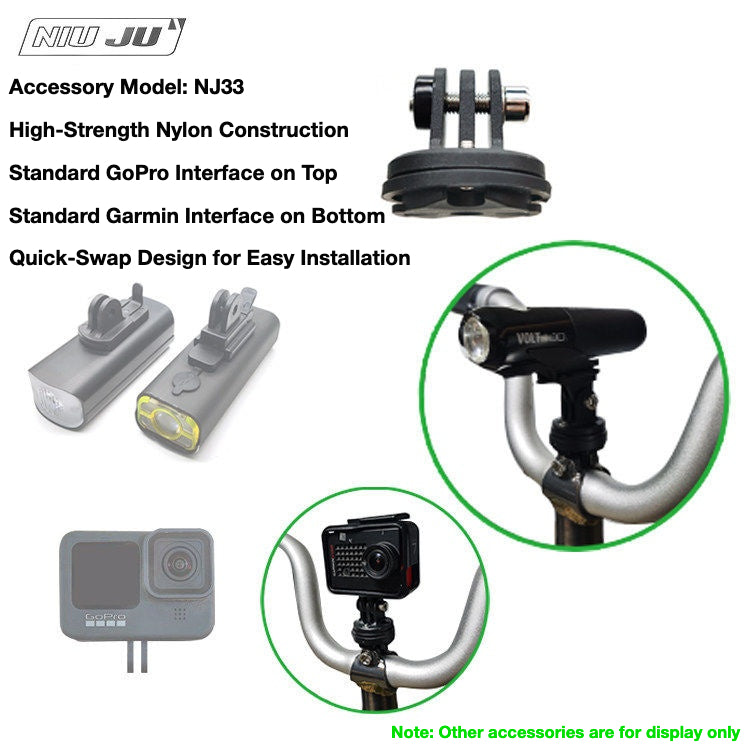 NIUJU Brompton T-Line Computer Mount | Titanium Brompton Garmin GoPro Adapter