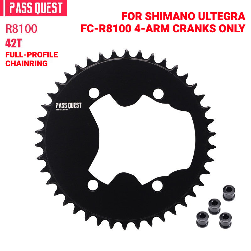 PASS QUEST Full-Profile 110BCD Narrow-Wide Chainring for Shimano R7100 / R8100 / R9200 | 42T–60T