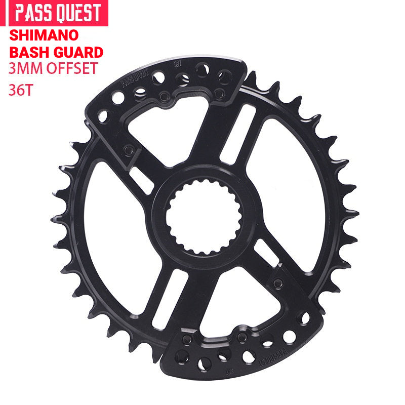 PASS QUEST SRAM DUB / GXP 3-Bolt Narrow-Wide Chainring with Bash Guard | 3mm Offset 30T–34T