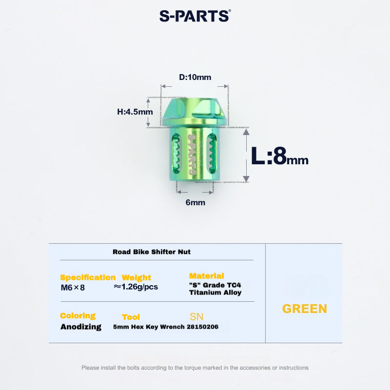 S-PARTS Титановый болт и гайка для зажима для дорожных переключателей – совместимы с Shimano / SRAM