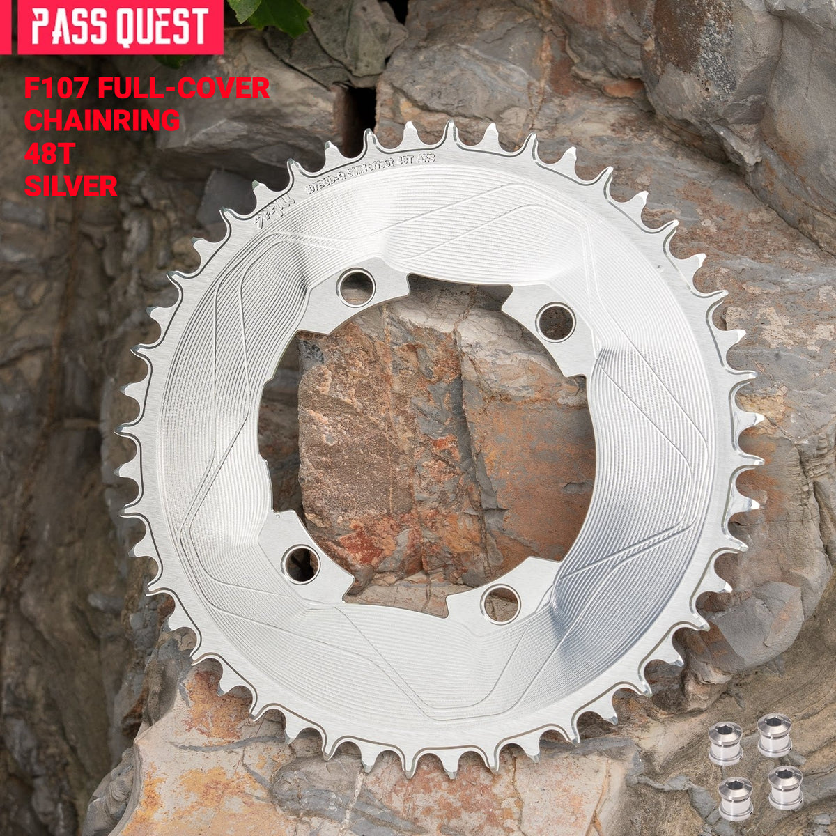 PASS QUEST 107 BCD Narrow-Wide Aero Chainring for Quarq D1 Power Meter | SRAM AXS 12-Speed | 40T–60T