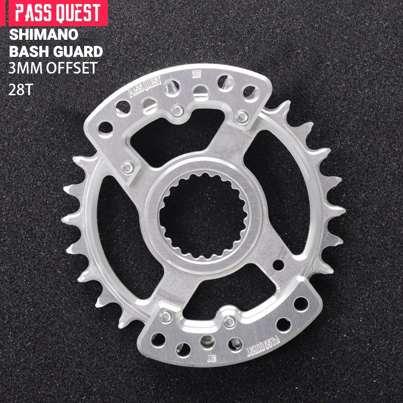 PASS QUEST SRAM DUB / GXP 3-Bolt Narrow-Wide Chainring with Bash Guard | 3mm Offset 30T–34T
