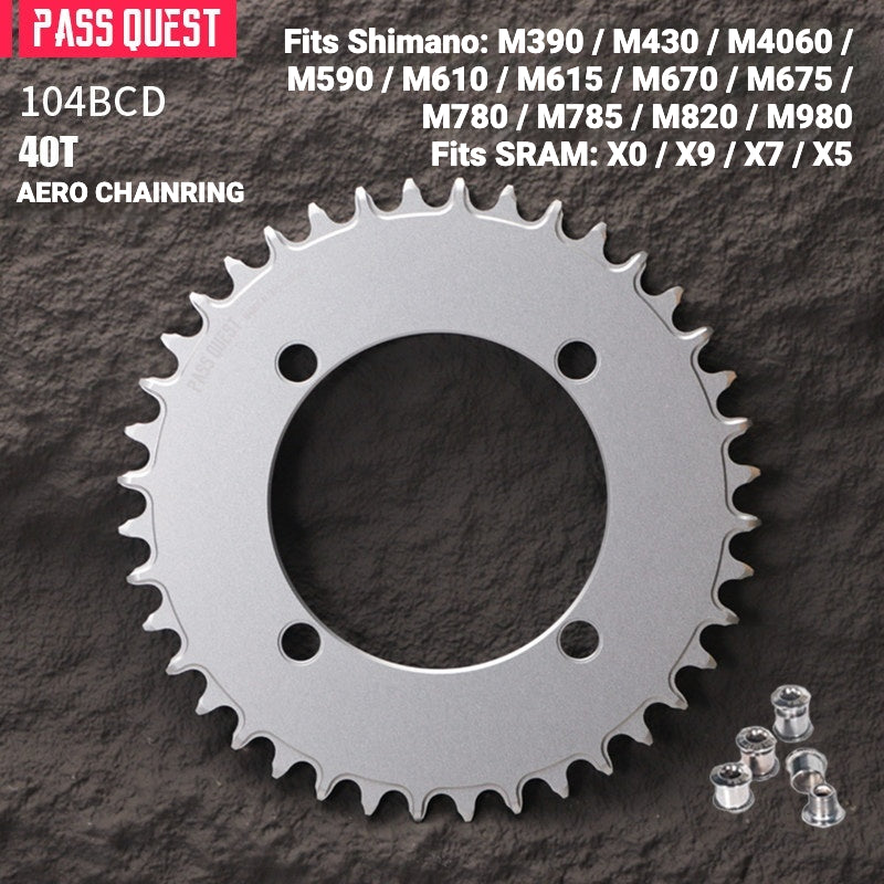 PASS QUEST 104BCD Full-Profile Narrow-Wide Chainring | Shimano XT / SLX 1x MTB 32T–40T