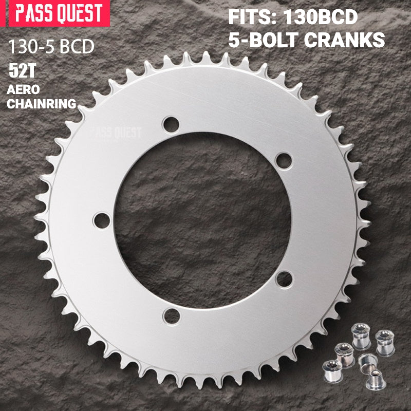 PASS QUEST 130BCD Full-Profile Narrow-Wide Chainring | 5-Bolt Road & Folding Bike 1x 42T–60T