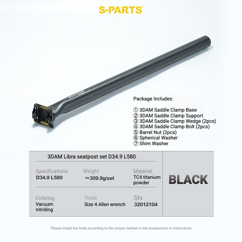 S-PARTS 3DAM Titanium Saddle Clamp Yoke Kit – Lightweight 3D Printed Titanium Upgrade