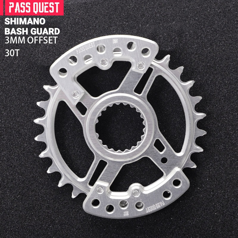 PASS QUEST SRAM DUB / GXP 3-Bolt Narrow-Wide Chainring with Bash Guard | 3mm Offset 30T–34T