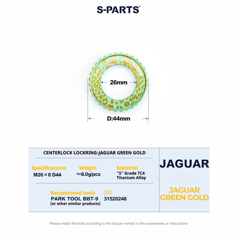 Anello di bloccaggio del rotore del disco Center Lock in lega di titanio S-PARTS