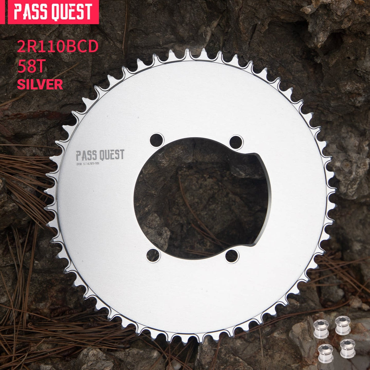 PASS QUEST 2R110 110BCD 4-Arm Narrow-Wide Road Chainring | Shimano Dura-Ace Ultegra 105 44T–60T