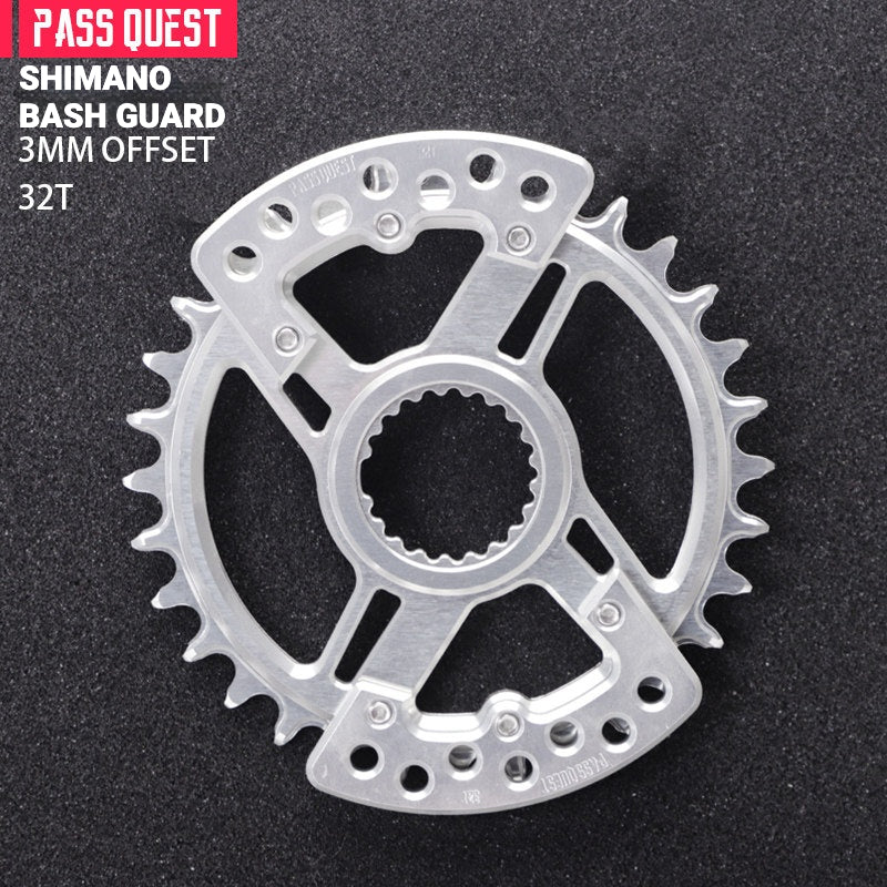 PASS QUEST SRAM DUB / GXP 3-Bolt Narrow-Wide Chainring with Bash Guard | 3mm Offset 30T–34T
