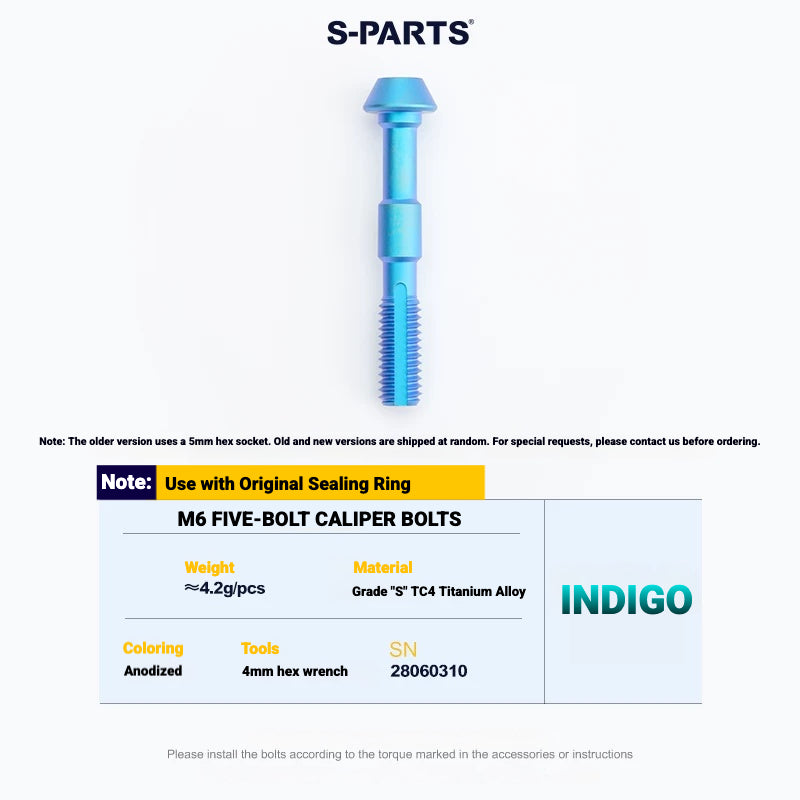 S-PARTS TC4 Titanium Disc Brake Caliper Bolts for Shimano SLX M7100 / XT M8100 M8120 / XTR M9120
