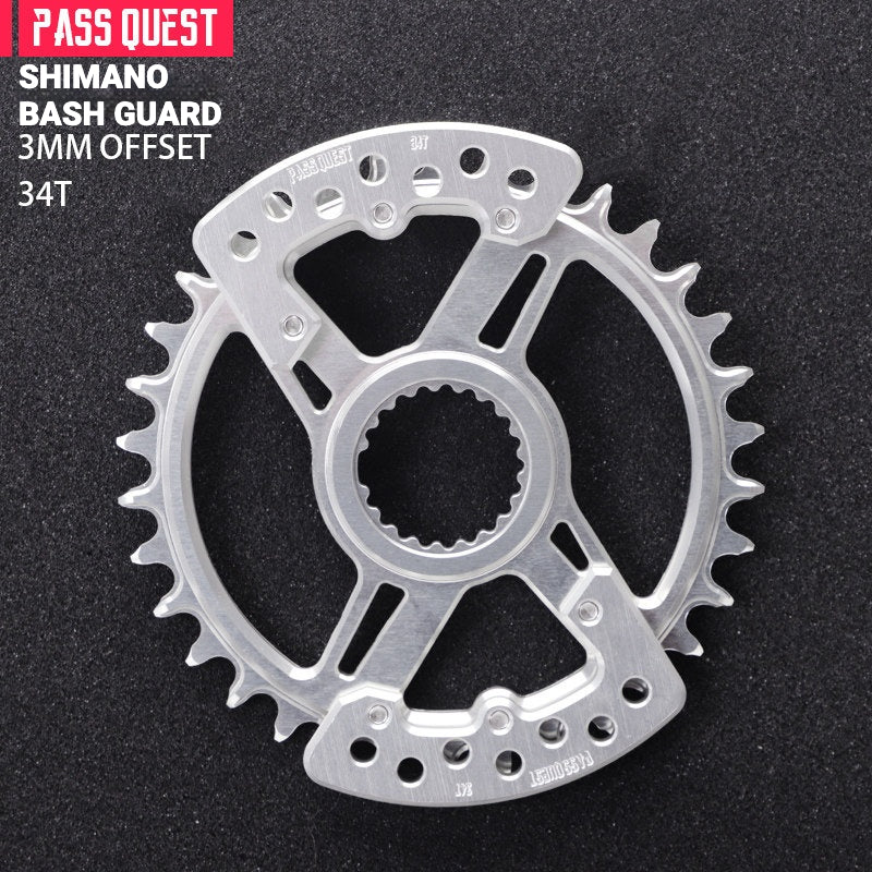 PASS QUEST SRAM DUB / GXP 3-Bolt Narrow-Wide Chainring with Bash Guard | 3mm Offset 30T–34T