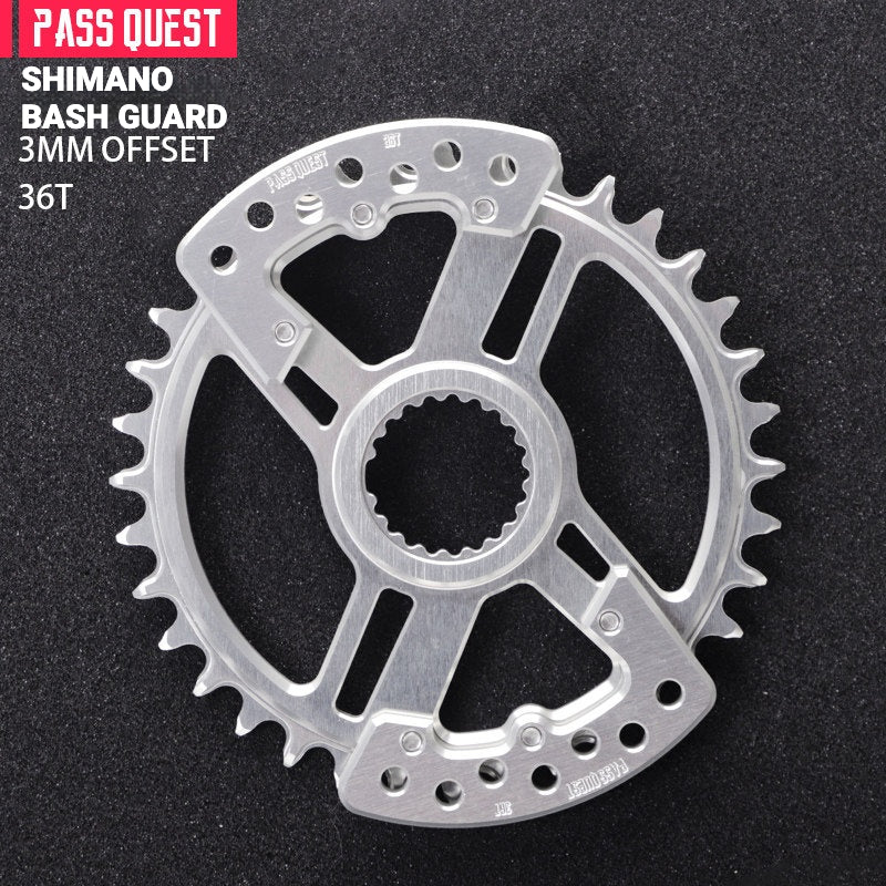 PASS QUEST SRAM DUB / GXP 3-Bolt Narrow-Wide Chainring with Bash Guard | 3mm Offset 30T–34T