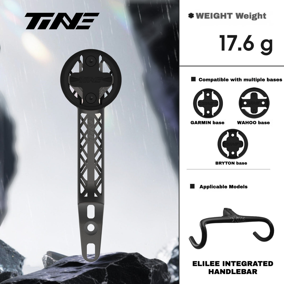 TiNE Titanium Computer Mount for ELILEE Integrated Handlebar | Garmin Wahoo Bryton GPS Mount