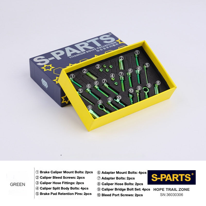 S-PARTS Titanium Brake Bolt Kit for HOPE V4 / TECH / RACE / TRAIL / ZONE | Ultra-Light MTB Brake Hardware