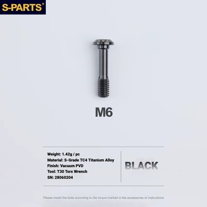S-PARTS TC4 Titanium Disc Brake Caliper Bolts for Shimano SLX M7100 / XT M8100 M8120 / XTR M9120