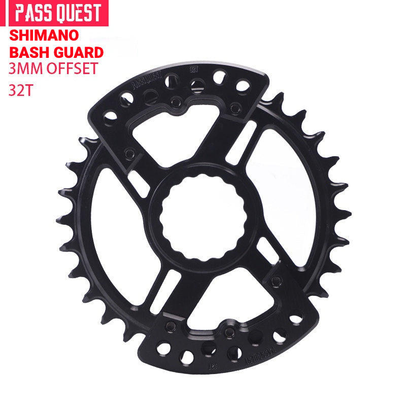 PASS QUEST SRAM DUB / GXP 3-Bolt Narrow-Wide Chainring with Bash Guard | 3mm Offset 30T–34T