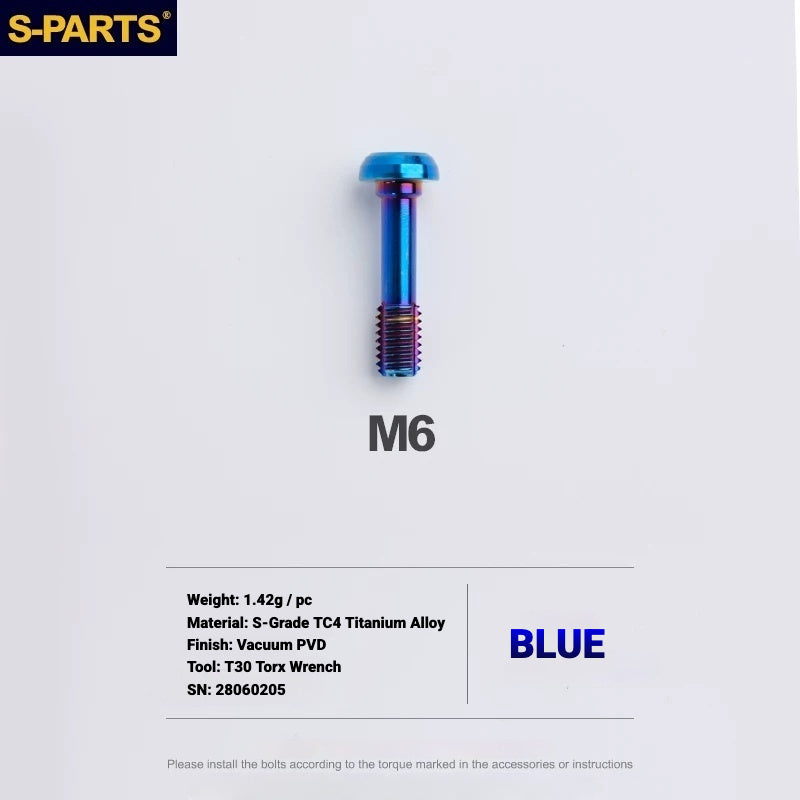 S-PARTS TC4 Titanium Disc Brake Caliper Bolts for Shimano SLX M7100 / XT M8100 M8120 / XTR M9120